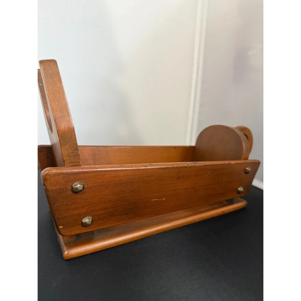 Vintage 60s Wood Napkin Holder Caddy folk art Rustic‎ Kitchen tabletop organizer